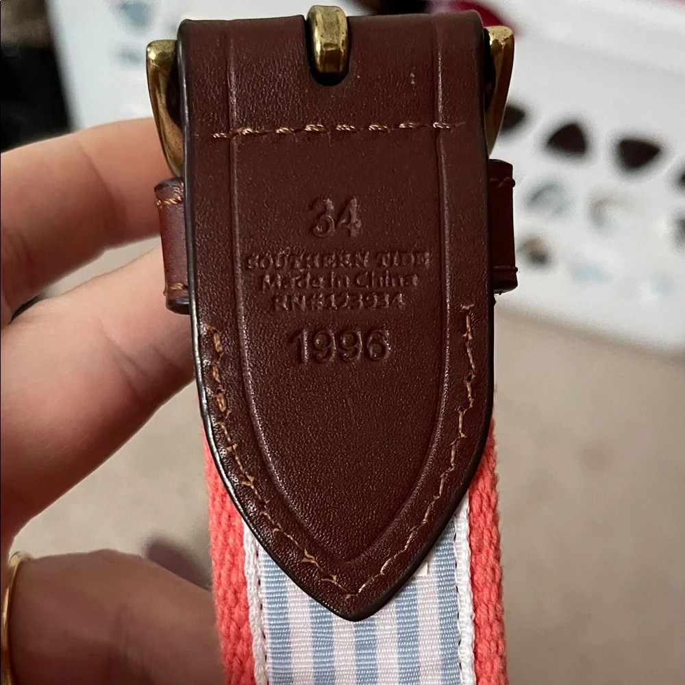 Southern Tide Coral and Brown Kids Belt